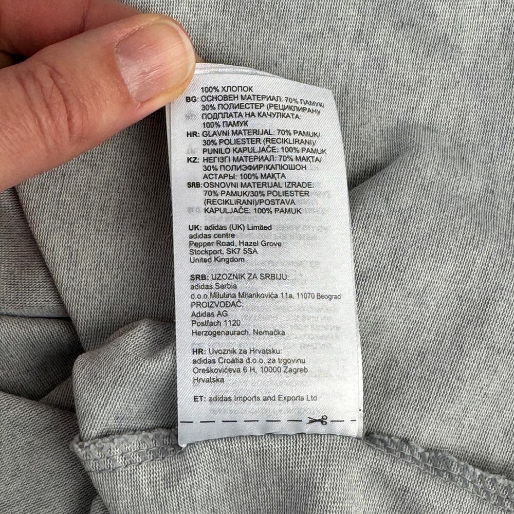 Adidas Grey Essentials Aeroready Graphic Logo Performance Hoodie Size XL - Picture 10 of 13